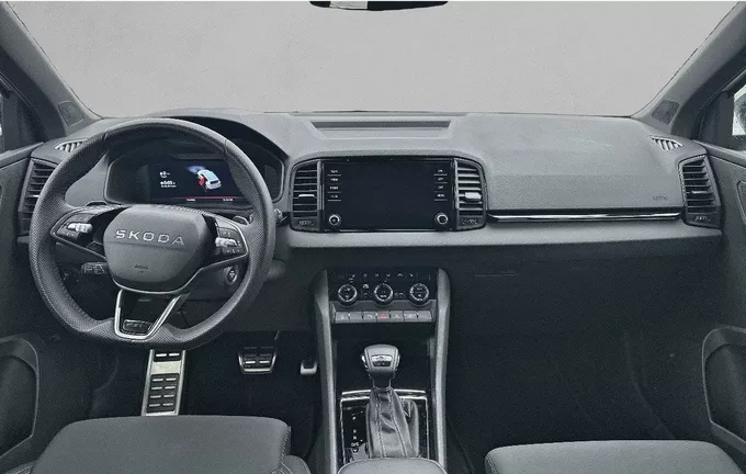 SKODA KAROQ 1.5 TSI Evo 2 150 ch ACT DSG7 Sportline extérieur trois quart avant droit 560144